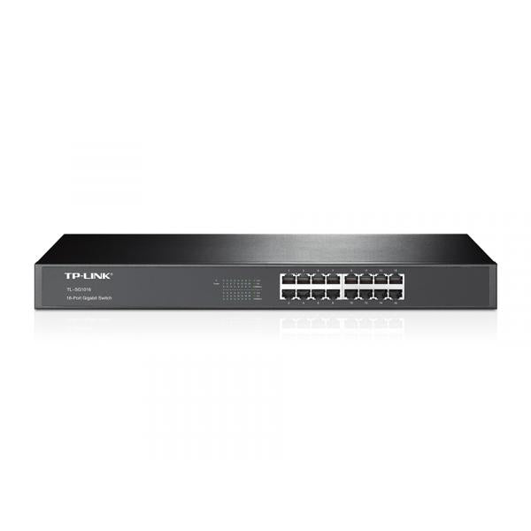 Switch di rete TpLink TL-SG1016 - 16 porte RJ45 Gigabit - Supporta auto apprendimento MAC address e auto MDI/MDIX - Telaio standard in acciaio da 19 pollici installabile in armadi rack - Unmanaged