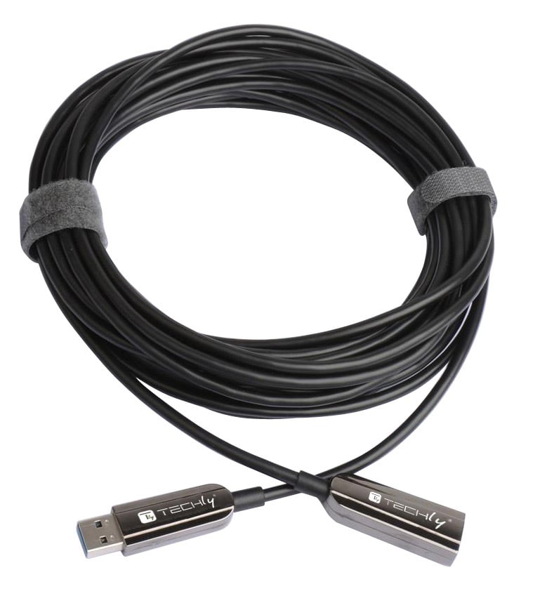 Cavo Ottico Attivo USB 3.2 SuperSpeed Active Optical Cable USB A M/F 50m Nero