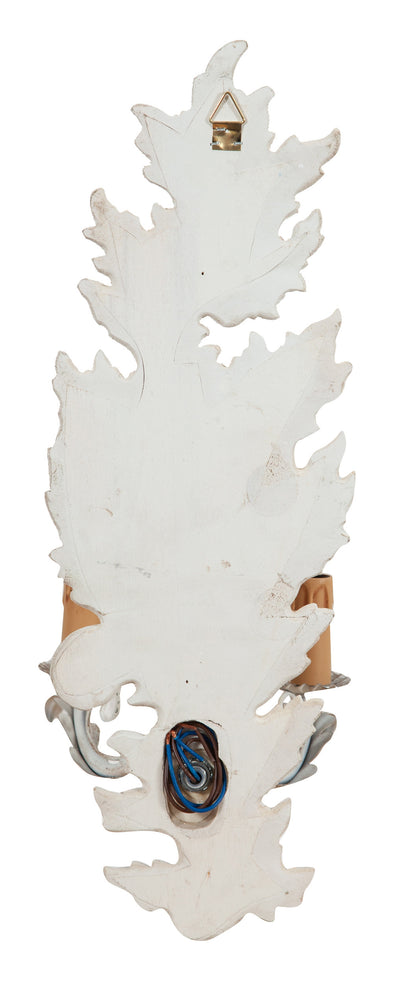 Biscottini Coppia di Lampade Applique Shabby in legno e ferro finitura bianco anticato Made In Italy