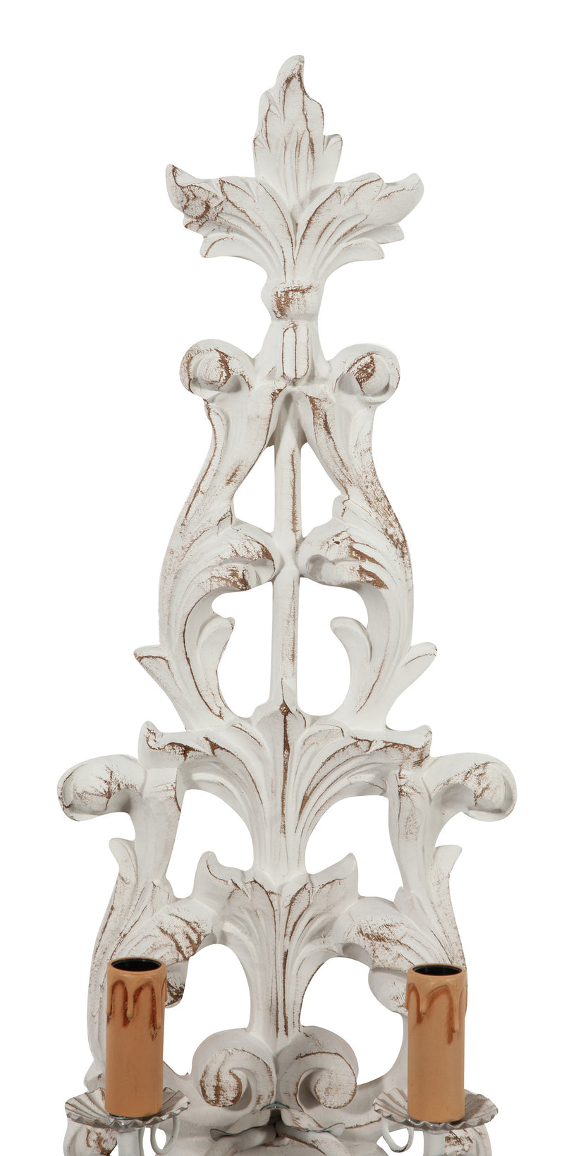Biscottini Lampada Applique Shabby in legno e ferro finitura bianco anticato Made In Italy