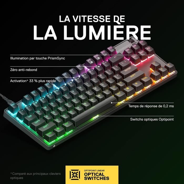 Tastiera da gioco - AZERTY - STEELSERIES - Apex 9 TKL FR - Senza tastierino numerico - Retroilluminata - Nera