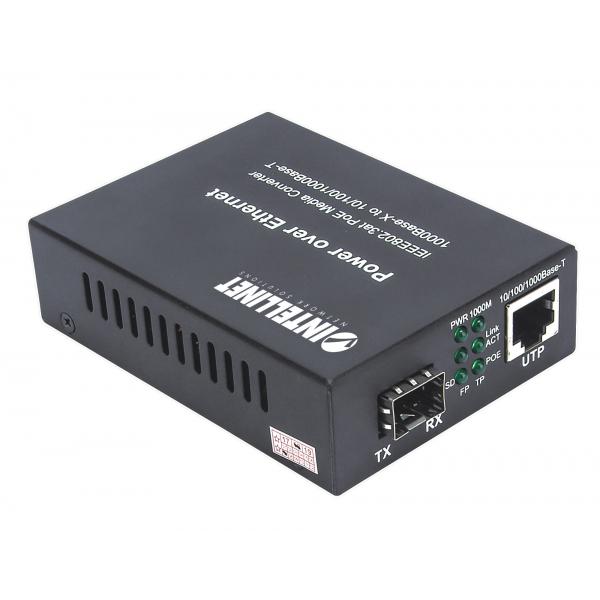 Convertitore multimediale Intellinet Gigabit PoE+, 1 porta RJ45 1000Base-T a 1 porta SFP, iniettore PoE+ - Convertitore multimediale - 1GbE - 10Base-T, 100Base-TX, 1000Base-T - RJ-45 / SFP (mini-GBIC