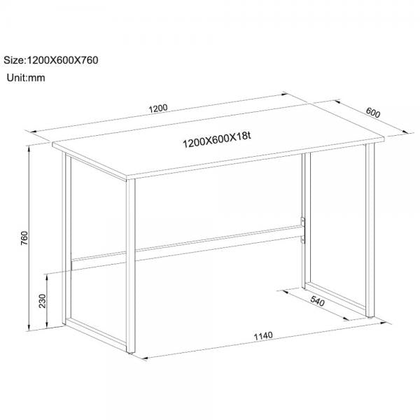 TECHLY ICA-TB 3545W - SCRIVANIA MINIMAL - COLORE BIANCO - 1200 x 600 mm