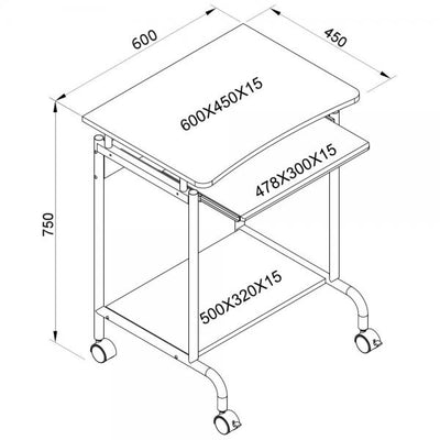 TECHLY ICA-TB S005W - SCRIVANIA COMPATTA BIANCA CON RIPIANO TASTIERA ESTRAIBILE