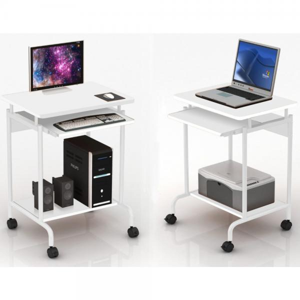 TECHLY ICA-TB S005W - SCRIVANIA COMPATTA BIANCA CON RIPIANO TASTIERA ESTRAIBILE