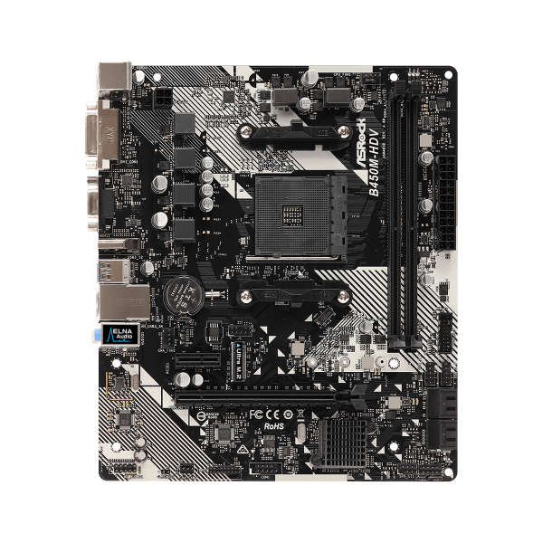 ASROCK MB AMD B450, B450M-HDV R4.0 2DDR4 PCI-E X16 M2 DVI/HDMI MATX