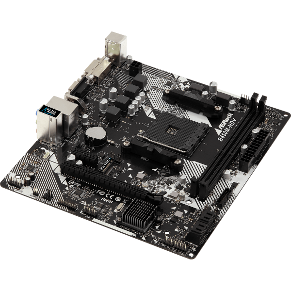 ASROCK MB AMD B450, B450M-HDV R4.0 2DDR4 PCI-E X16 M2 DVI/HDMI MATX