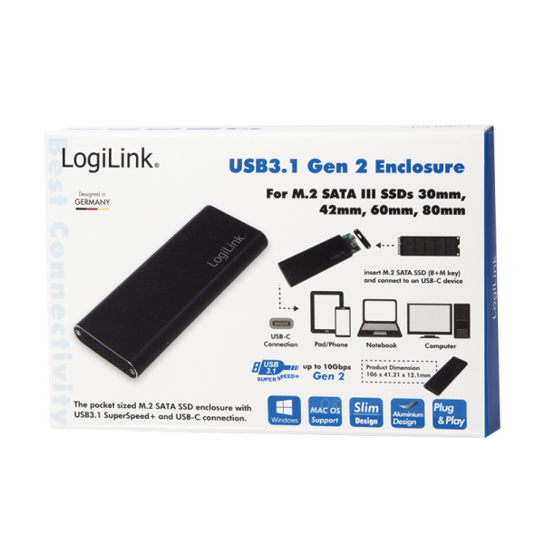 Box Esterno USB3.1 Gen 2 per SSD SATA M.2