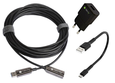 Cavo Ottico Attivo USB 3.2 SuperSpeed Active Optical Cable USB A M/F 100m Nero
