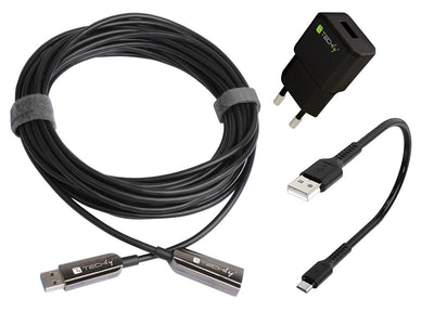 Cavo Ottico Attivo USB 3.2 SuperSpeed Active Optical Cable USB A M/F 20m Nero