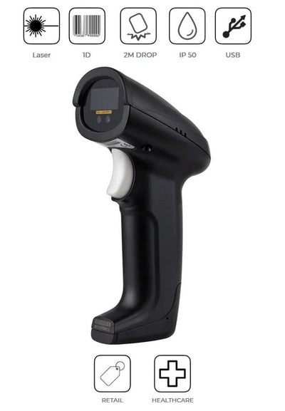 Lettore Codici a Barre USB Laser Barcode Reader 1D IP50