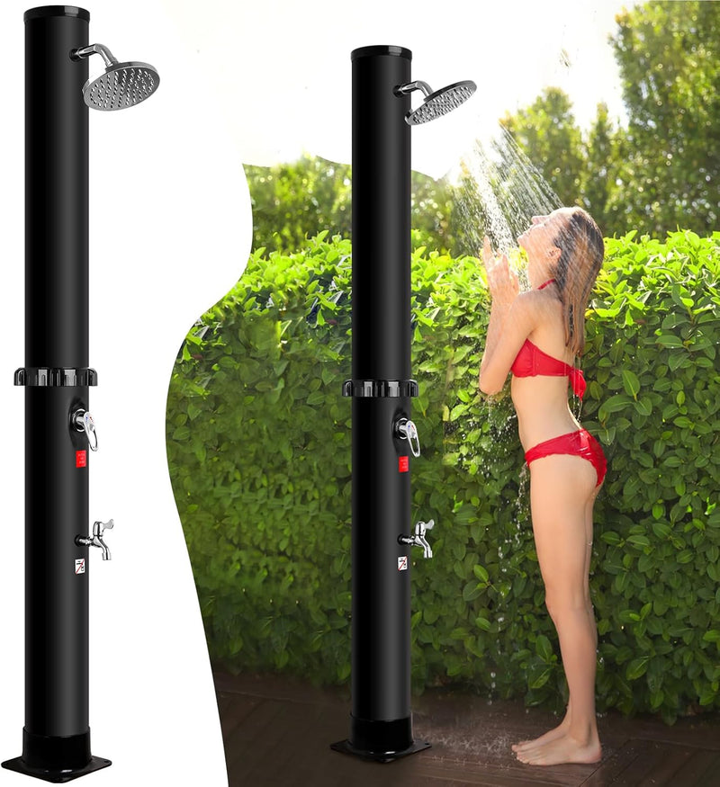 Doccia Solare da Giardino 40 Litri, Doccia Esterno con Soffione a Pioggia Regolabile a 360° e Rubinetto, Temperatura Mass