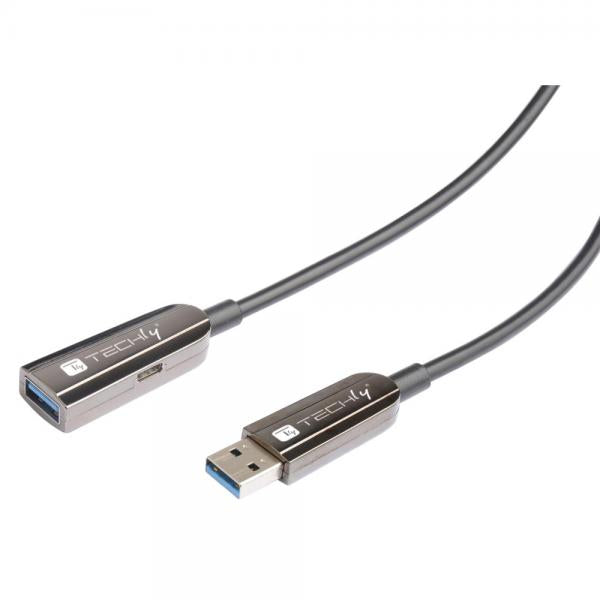 Cavo Ottico Attivo USB 3.2 SuperSpeed Active Optical Cable USB A M/F 100m Nero