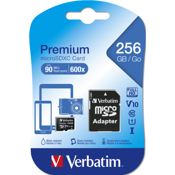 Memoria MicroSDXC 256 Gb - Transflash 256Gb - UHS-I Classe 10 - con Adattatore