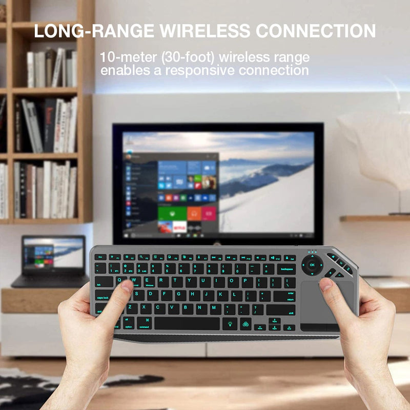 Tastiera Wireless Dual Mode Bluetooth & 2.4G per Smart TV Retroilluminata con Touchpad