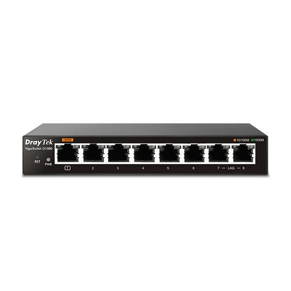 DrayTek VigorSwitch G1080 Gestito L2 Gigabit Ethernet [10/100/1000] Nero (Draytek VigorSwitch G1080 - switch - 8)