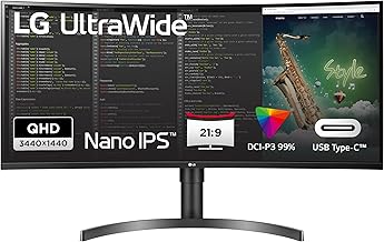 LG UltraWide Curved QHD Monitor 35WN75C-B 88,9 cm - 35 Zoll, VA-Panel, HDR10, AMD FreeSync, Schwarz