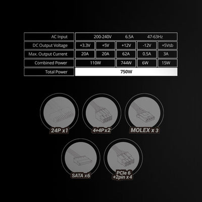 Fonte di Alimentazione Mars Gaming MPZE750SIM ATX 750 W 80 Plus Silver