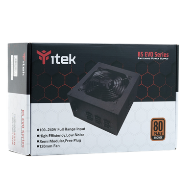 ITEK BS650 EVO ALIMENTATORE ATX 650W 80PLUS BRONZE PFC ATTIVO VENTOLA HDB 12CM SEMI MODULARE BLACK