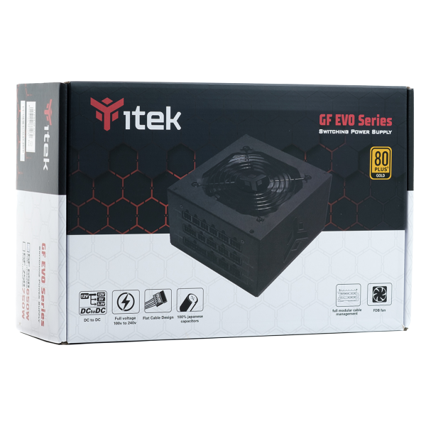 ITEK ALIMENTATORE GF650 EVO - 650W, 80PLUS GOLD, VENTOLA FDB 12CM, MODULARE