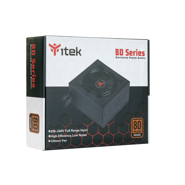 ITEK ALIMENTATORE BD500 - 500W, 80PLUS BRONZE, PFC ATTIVO, VENTOLA HDB 12CM, DC TO DC