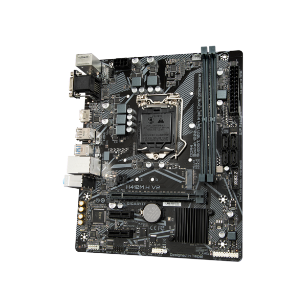 Scheda madre Gigabyte H410M H V2 - Supporto processori Intel Socket 1200 10a Gen Intel Core, Pentium Gold and Celeron - Ram 2x DDR4 2933/2133 Mhz - Vga, Hdmi - 4x Usb3.2 / 6x Usb2.0 - GLan - Aud