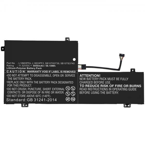 CoreParts MBXLE-BA0242 ricambio per laptop Batteria (Laptop Battery for Lenovo - 58.18Wh Li-Pol 11.52V 5050mAh - Black 58.18Wh Li-Pol 11.52V 5050mAh Black for Lenovo Notebook, Laptop Yoga - Warranty: