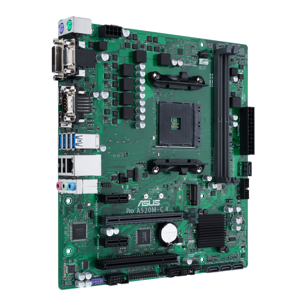ASUS Pro A520M-C II/CSM - scheda madre - micro ATX - Socket AM4 - chipset AMD A520 - USB 3.2 Gen 1 - Gigabit LAN - grafica integrata (CPU richiesta)