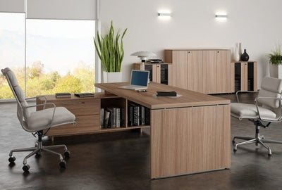 Coppia di mobili bassi da ufficio a giorno con piani regolabili interni cm. 162,8x43x81,4h