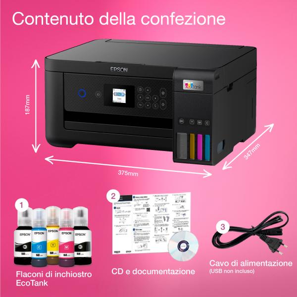 Stampante Multifunzione Epson EcoTank ET-2850 - Ink-jet A4 - Serbatoi Flaconi Alta Capacita&