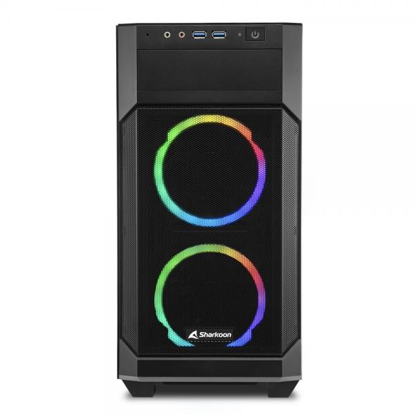 SHARKOON CASE MICRO-ATX 2XUSB 3.0, VETRO TEMPERATO, 2X120MM FAN FRONT, 1X120MM FAN REAR, 4 SLOT ESPA