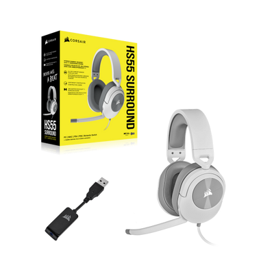 Corsair HS55 SURROUND Auricolare Cablato Portatile Gaming Bianco (CORSAIR HS55 7.1 GAMING HEADSET WHITE)