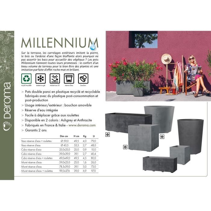 Vaso Cubo - DEROMA - Millennium R - Antracite - Con riserva d&