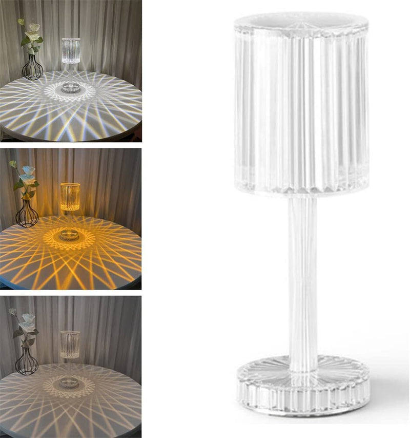 Lampada Tavolo Touch Senza Fili Effetto Cristallo Acrilico Abatjour
