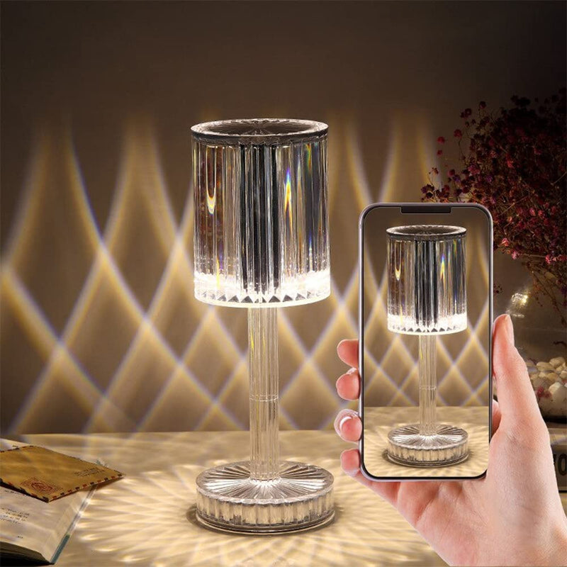 Lampada Tavolo Touch Senza Fili Effetto Cristallo Acrilico Abatjour