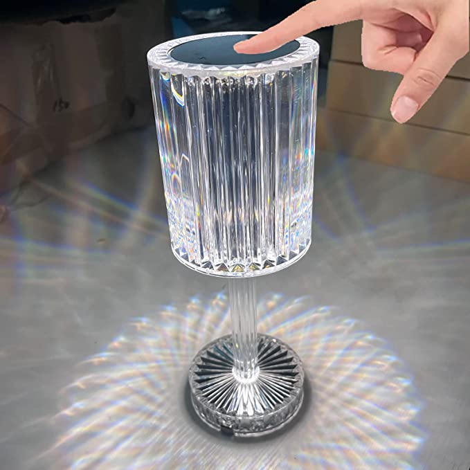 Lampada Tavolo Touch Senza Fili Effetto Cristallo Acrilico Abatjour