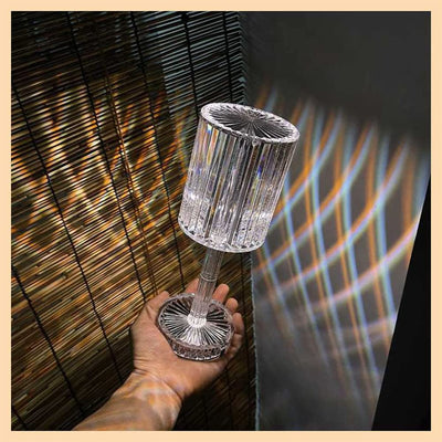 Lampada Tavolo Touch Senza Fili Effetto Cristallo Acrilico Abatjour