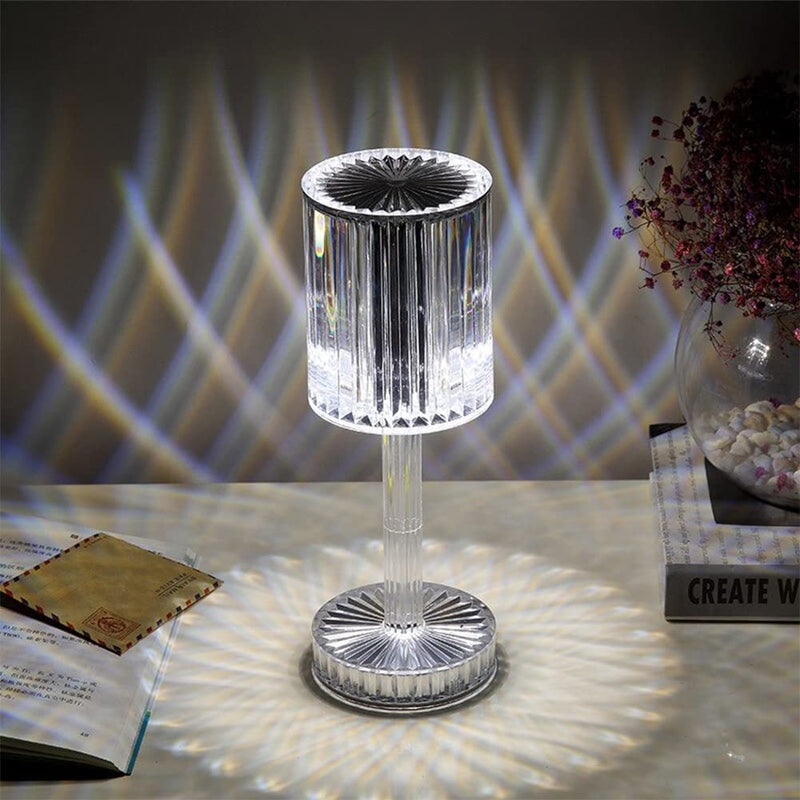 Lampada Tavolo Touch Senza Fili Effetto Cristallo Acrilico Abatjour