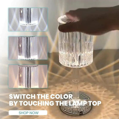 Lampada Tavolo Touch Senza Fili Effetto Cristallo Acrilico Abatjour