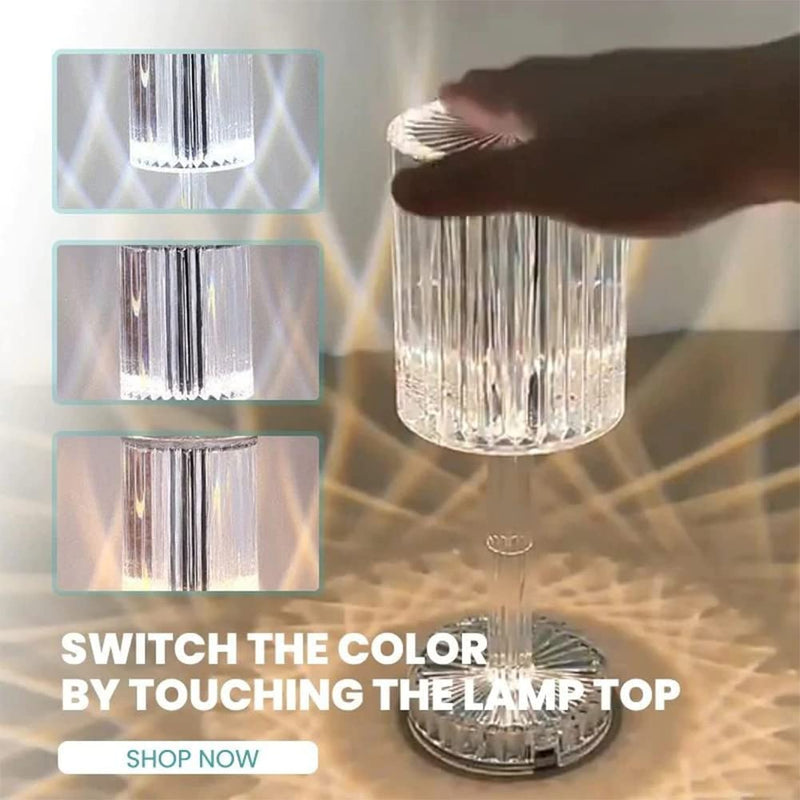 Lampada Tavolo Touch Senza Fili Effetto Cristallo Acrilico Abatjour