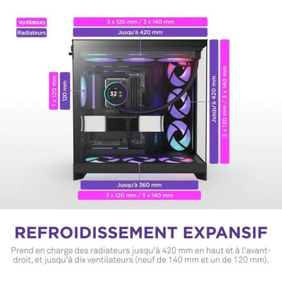 Case Mid-Tower - NZXT - H9 Flow RGB - Doppia camera - Ventole RGB incluse - Nero