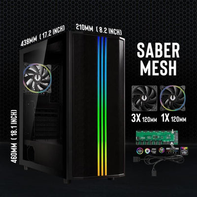 Case per PC senza alimentatore - BITFENIX Sabre Mesh (Nero) - Tower medio - Formato ATX