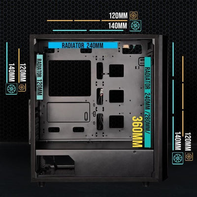 Case per PC senza alimentatore - BITFENIX Sabre Mesh (Nero) - Tower medio - Formato ATX