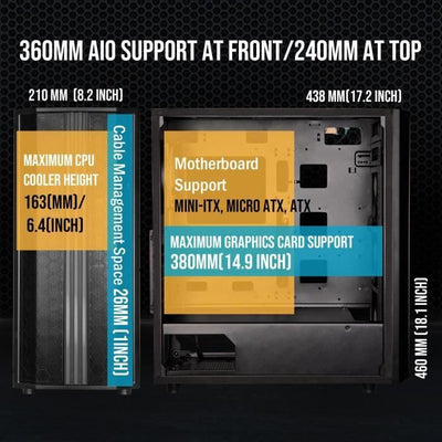 Case per PC senza alimentatore - BITFENIX Sabre Mesh (Nero) - Tower medio - Formato ATX