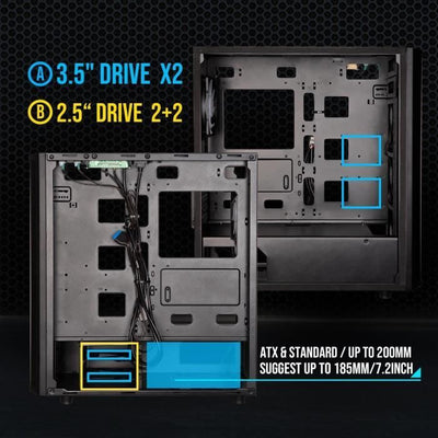 Case per PC senza alimentatore - BITFENIX Sabre Mesh (Nero) - Tower medio - Formato ATX