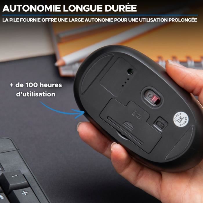 Mouse Wireless - BLUESTORK - Office 25 - PC/MAC - Nero - Connessione 2,4 GHz - Batteria a Lunga Durata