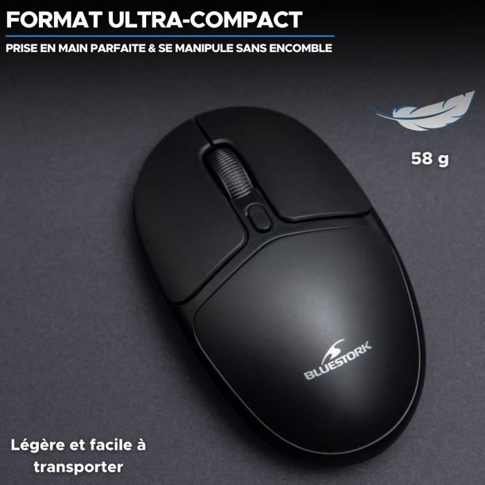 Mouse Wireless - BLUESTORK - Office 25 - PC/MAC - Nero - Connessione 2,4 GHz - Batteria a Lunga Durata