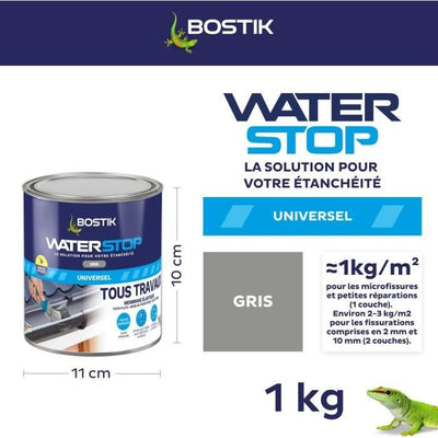 Membrana impermeabilizzante - BOSTIK - Waterstop - Riparazione perdite - Vaso da 1 kg - Grigio