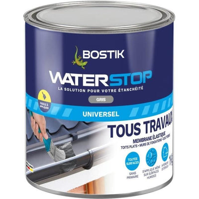 Membrana impermeabilizzante - BOSTIK - Waterstop - Riparazione perdite - Vaso da 1 kg - Grigio