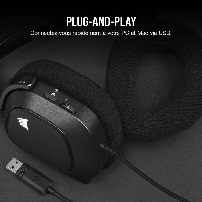 Corsair Helmet Gaming Premium HS80 RGB USB-Carbon (CA-9011237-EU)